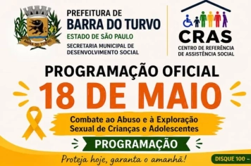 Barra do Turvo realiza programação especial do Maio Laranja no dia 18 de maio